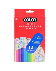 Lápices de Colores Hexagonales Jumbo 12 Und