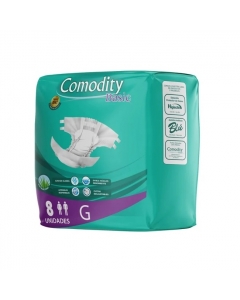 Pañales Adulto Unisex Incontinencia Fuerte Basic Talla G 8 UND