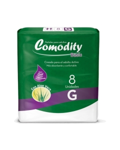 Pañales Adulto Unisex Incontinencia Fuerte Basic Talla G 8 UND