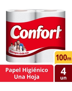 Papel Higiénico Bajo Metraje H/S Blanco 100 MT x 4 Rollos