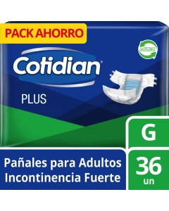 Pañales Adulto Unisex Incontinencia Fuerte Plus Grande 36 UND