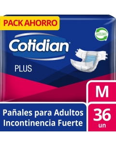 Pañales Adulto Unisex Incontinencia Fuerte Plus Mediano 36 UND