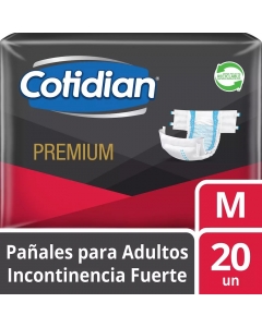 Pañales Adulto Unisex Incontinencia Fuerte Premium Mediano 20 UND