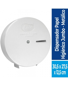 Dispensador Papel Higiénico Alto Metraje  Metálico / Blanco
