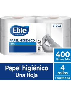 Papel Higiénico Alto Metraje H/S Plus 400 MT x 4 Rollos