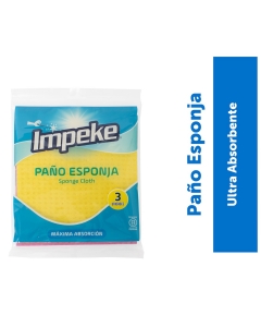Paño Esponja Absorbente Amarillo Impeke 3 UND
