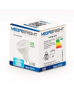 Ampolleta Led PAR16 GU-10 5.5W 4000°K - Luz Blanca Neutra
