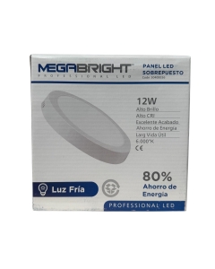 Panel Led Redondo Sobrepuesto 12W 6000°K - Luz Fría