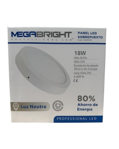 Panel Led Redondo Sobrepuesto 18W 4000°K - Luz Neutra