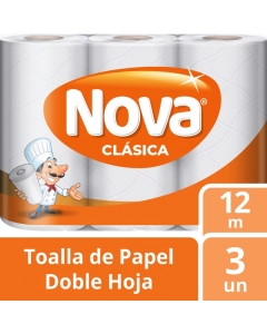 Toalla de Papel Bajo Metraje H/D Clásica 12 MT x 3 Rollos