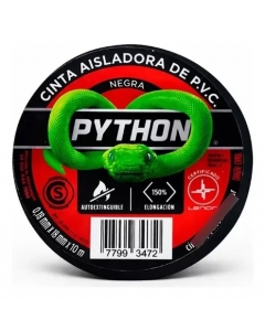 Cinta Aisladora Eléctrica Negra Python 18 MM x 10 MT