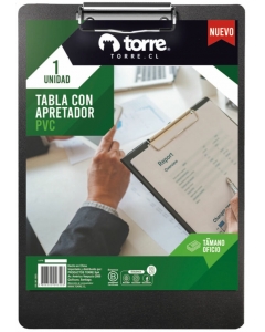Anotador PVC Negro Oficio Simple con Apretador