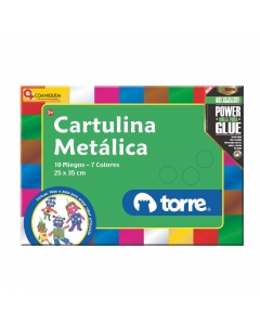 Cartulina Metálica 10 Pliegos 7 Colores 25 x 35 CM