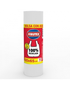 Bolsas de Basura Blanca con Asas Rollo 10 UND 50 x 65 CM (Espesor 15 µm)