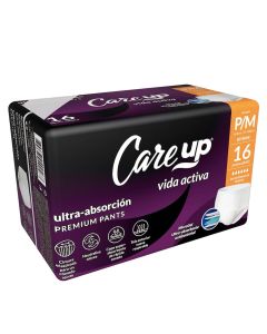 Pañales Adulto Unisex Pants Premium Care Up Incontinencia Fuerte 16 UND P/M