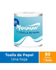 Toalla de Papel Bajo Metraje H/S Maxipaper Prepicada Blanca 80 MT x 1 Rollo