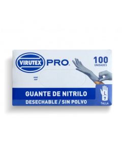 Guante Examinación Nitrilo Azul Sin Polvo 100 UND Virutex Pro